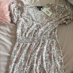 Floral Print Dress with Shirred Waist